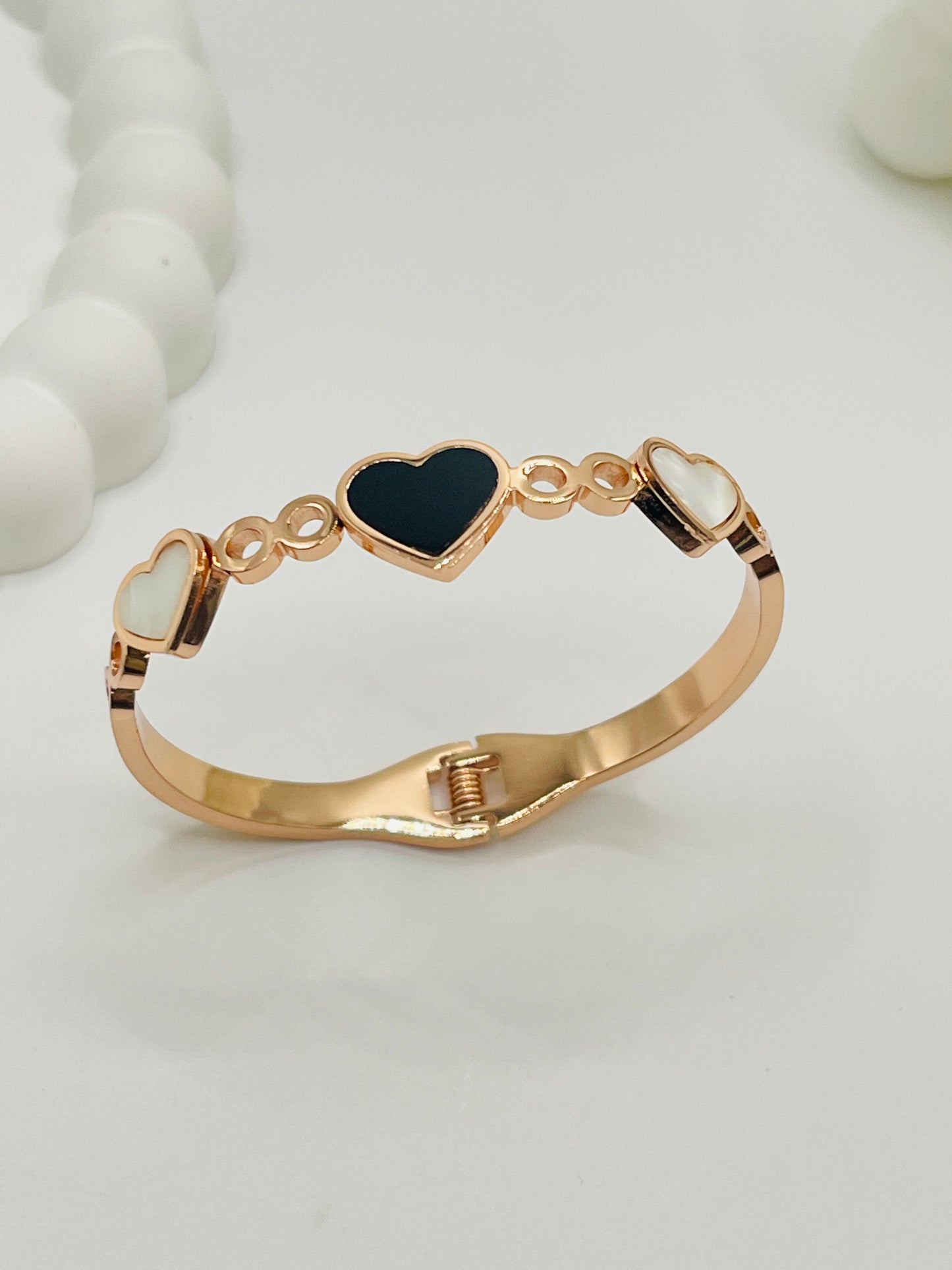 Kids mixed Heart Enamel Rose Gold Bangle