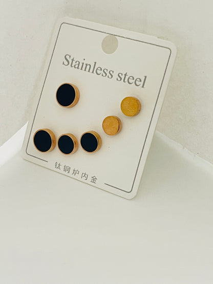 Rose Gold Minimalist Disc Stud Earing Set