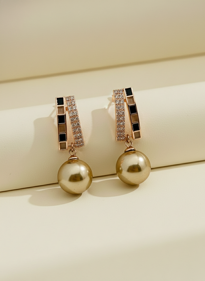 Rose Gold Drop Pearl Earrings