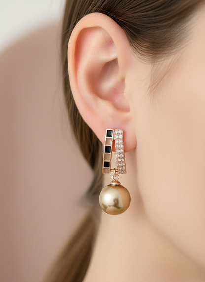 Rose Gold Drop Pearl Earrings