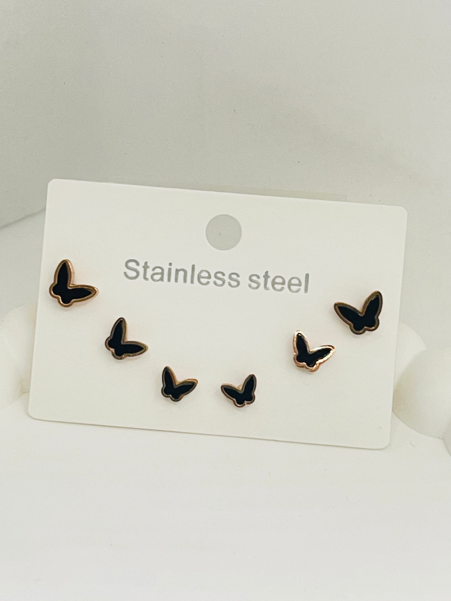 Butterfly Stud Earrings Set | Rose Gold