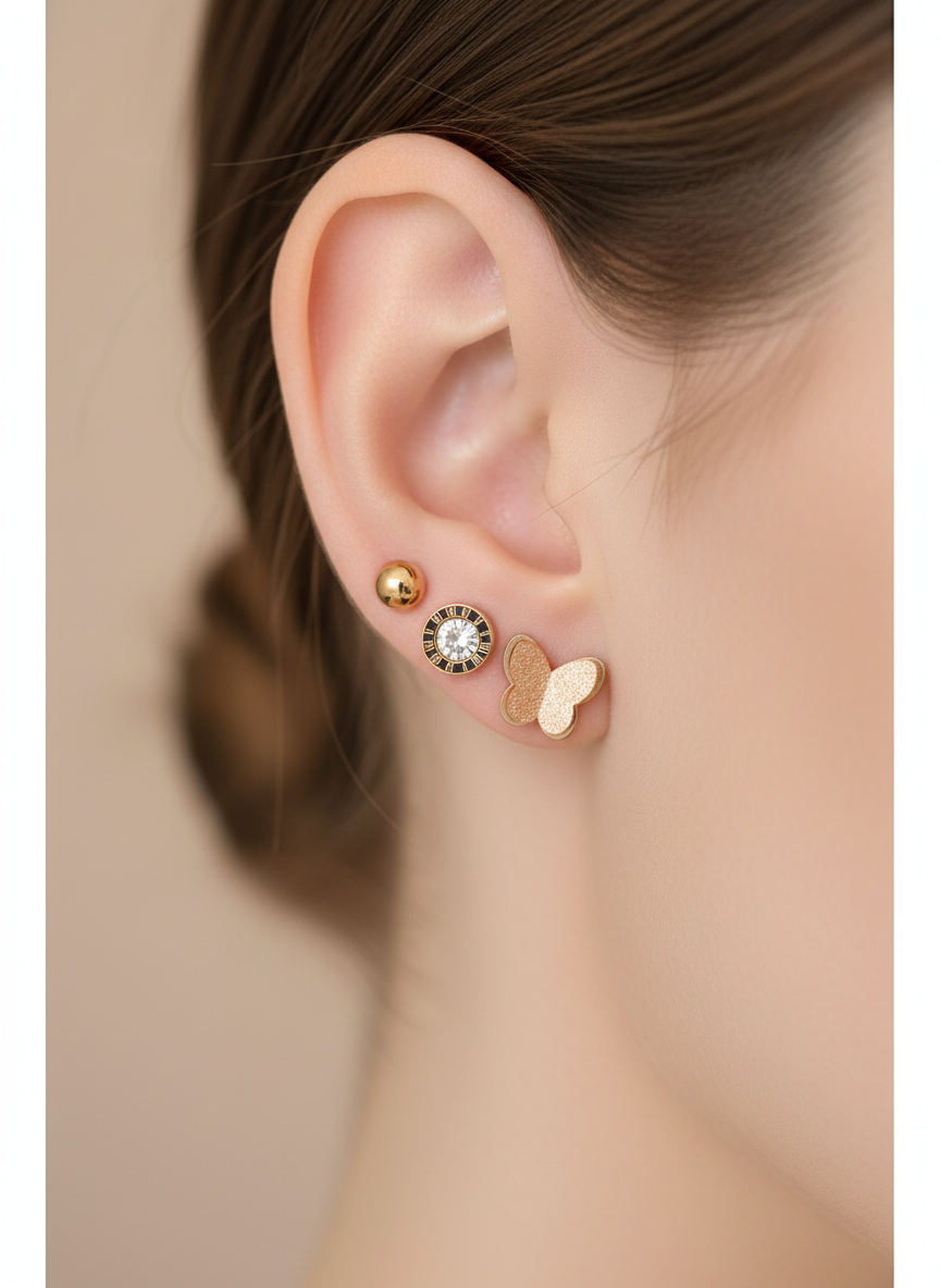Mixed Stud Earrings Set | Rose Gold