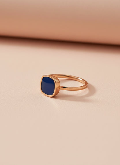 Kids Rose Gold Black Enamel Rings