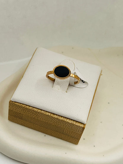 Kids Rose Gold Black Enamel Rings