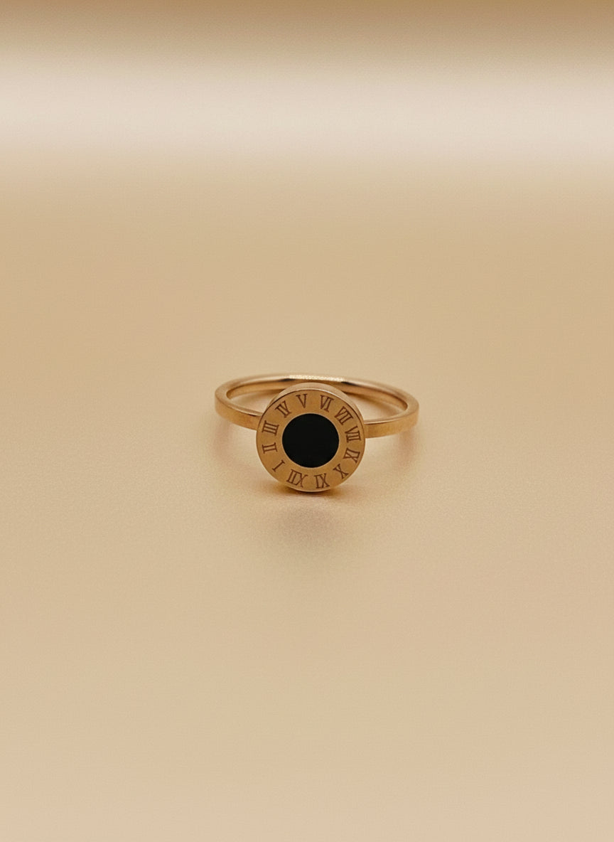 Kids Rose Gold Black Enamel Rings