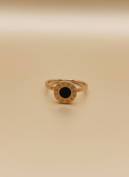 Kids Rose Gold Black Enamel Rings