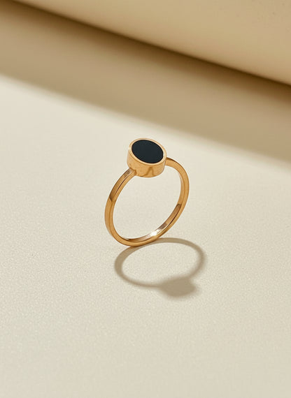 Kids Rose Gold Black Enamel Rings