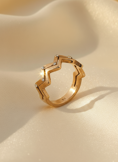 Zig-Zag Crystal Stacking Ring | Rose Gold