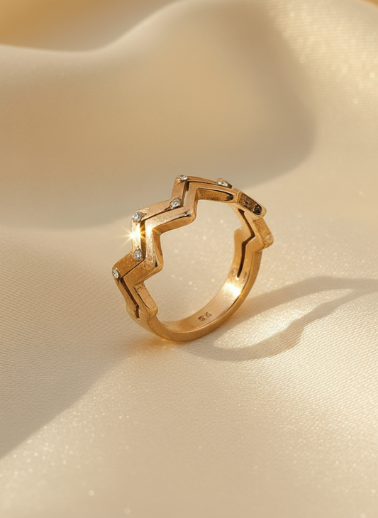 Zig-Zag Crystal Stacking Ring | Rose Gold