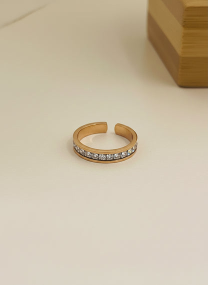 Adjustable Crystal Solitaire Ring | Rose Gold