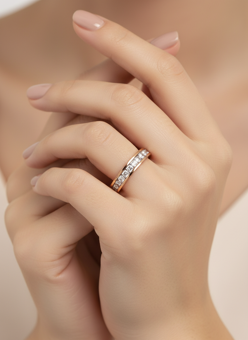 Adjustable Crystal Solitaire Ring | Rose Gold