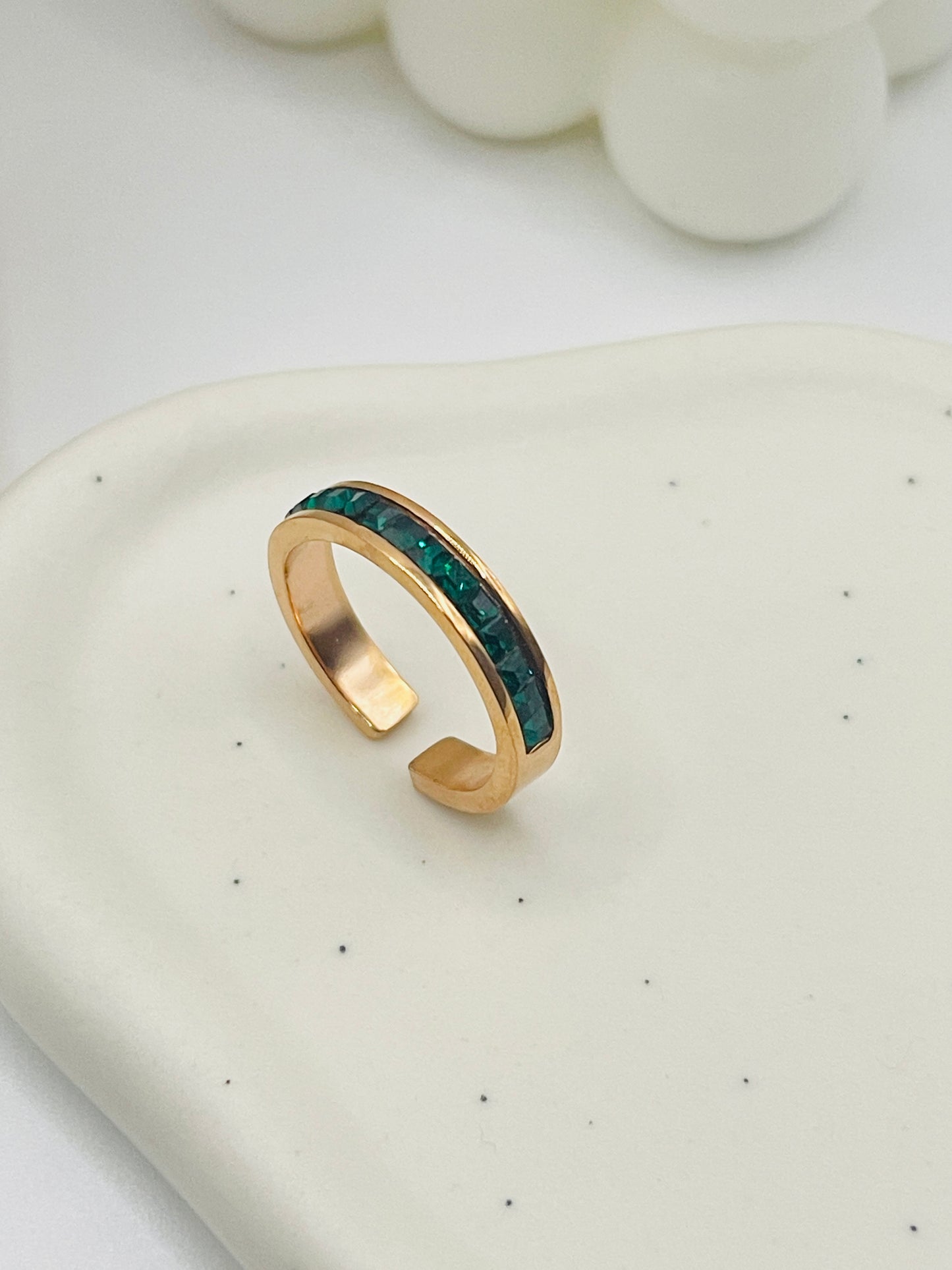 Adjustable Crystal Solitaire Ring | Rose Gold