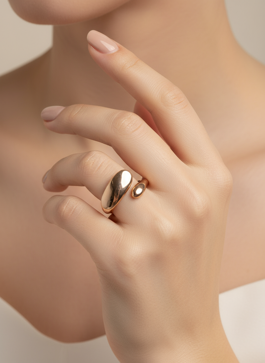 Rose Gold Sculptural Dome Open Ring