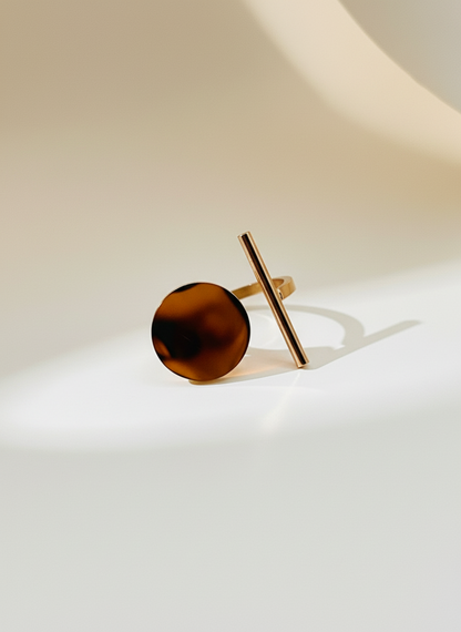 Rose Gold Modern Circle & Bar Statement Ring