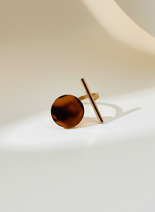 Rose Gold Modern Circle & Bar Statement Ring