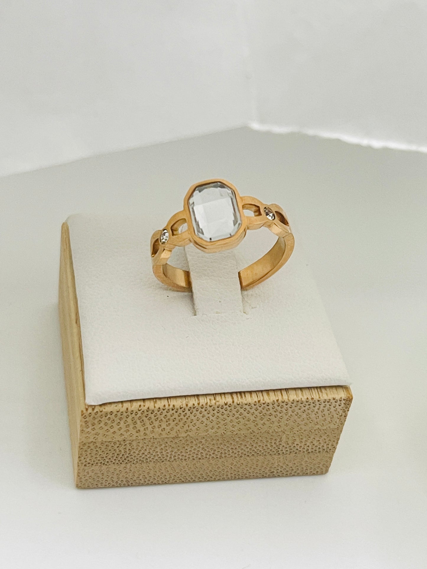 Rose Gold Bezel Solitaire Open Ring