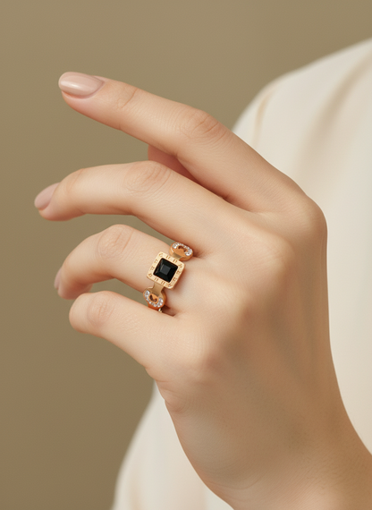 Gold Statement Gemstone Link Ring