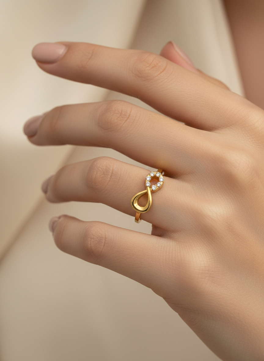 ♾️ Gold Pave Crystal Infinity Ring