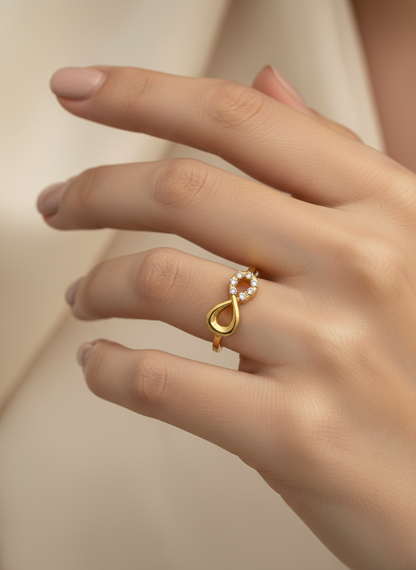 ♾️ Gold Pave Crystal Infinity Ring