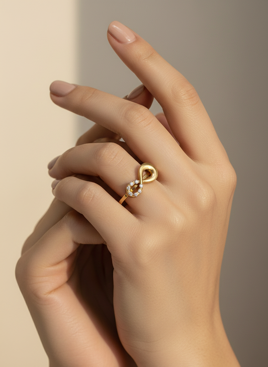 ♾️ Gold Pave Crystal Infinity Ring