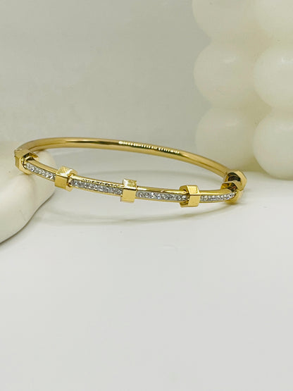 Gold Pave Crystal Station Kids Bangle