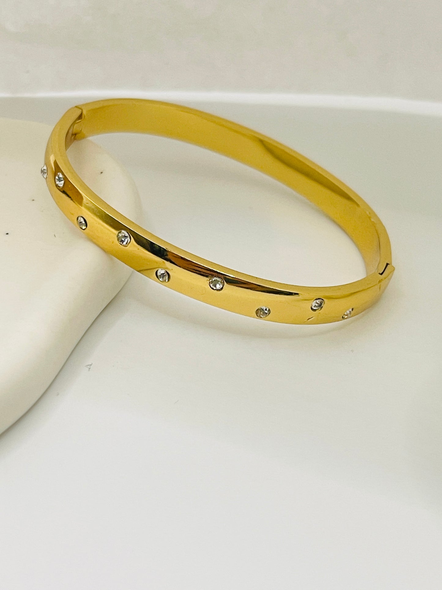 Gold Crystal Dot Studded Kids Bangle