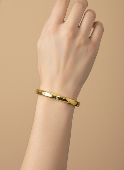 Gold Crystal Dot Studded Kids Bangle