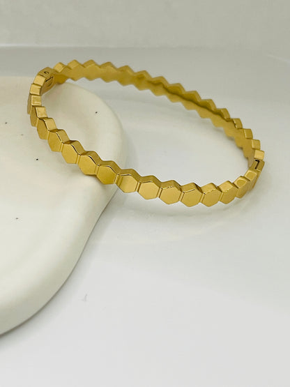 geometrically Gold Hexagon Kids Bangle