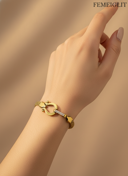 Gold Mesh Chain Buckle Bracelet