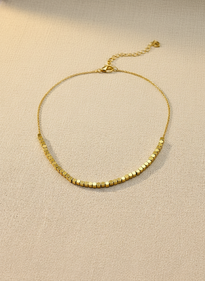 Gold Cube Bead Statement Necklace