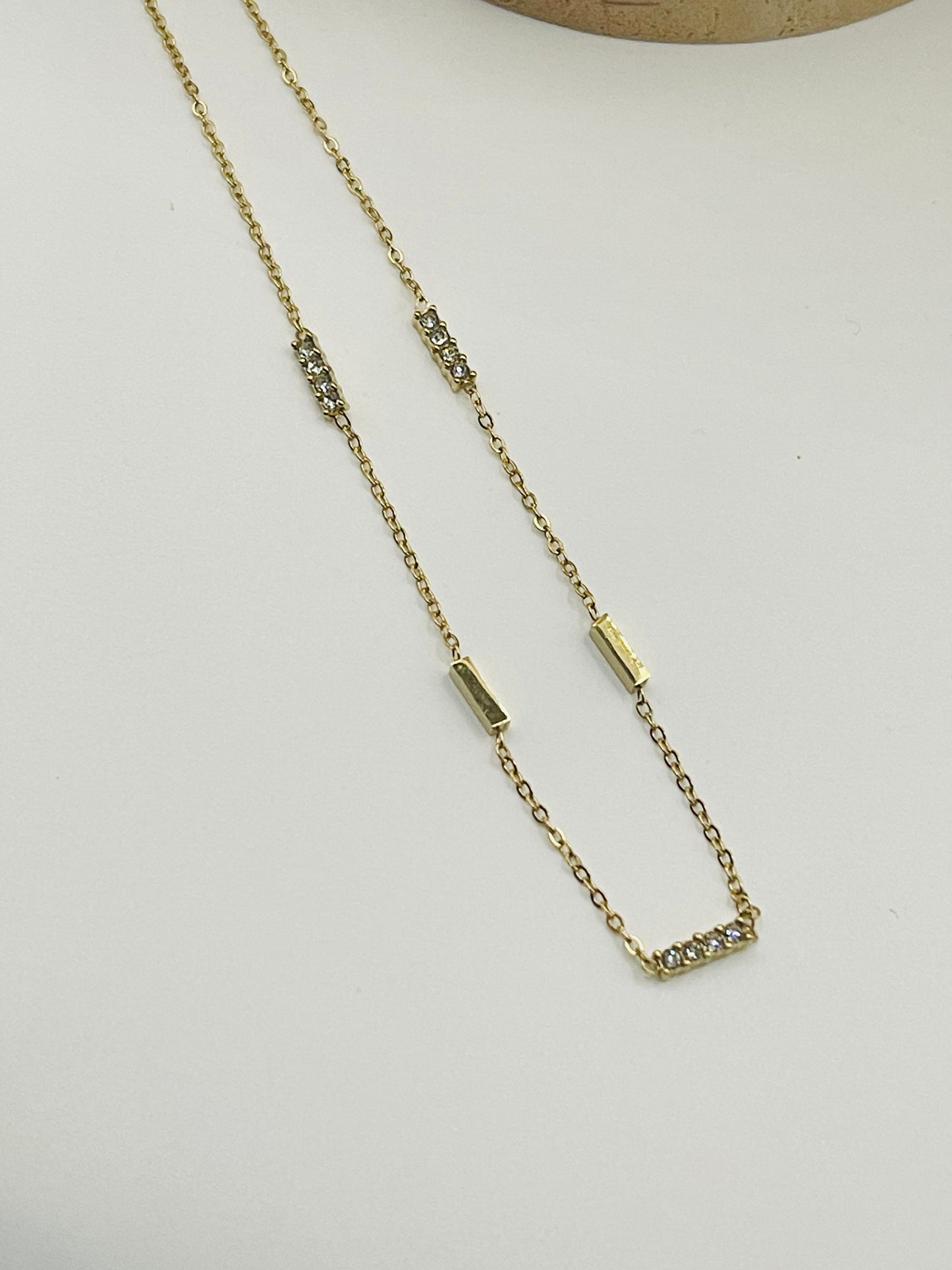 Gold Minimalist Bar Station Necklace