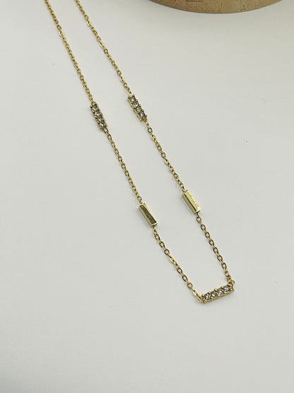 Gold Minimalist Bar Station Necklace