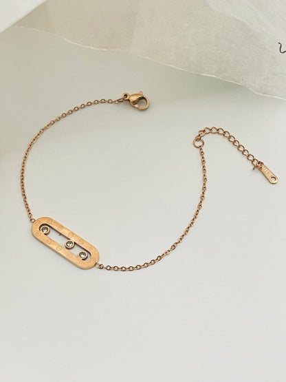 Rose Gold Sparkle Oval Link Bracelet