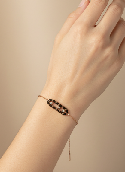 Rose Gold Sparkle Oval Link Bracelet