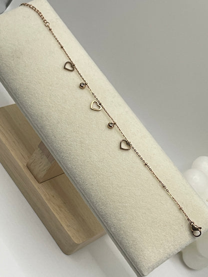 Rose Gold Heart Charm Bracelet
