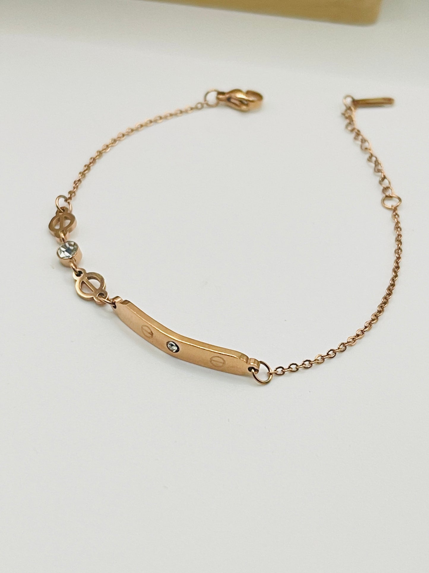 Rose Gold Screw Detail Bar Bracelet