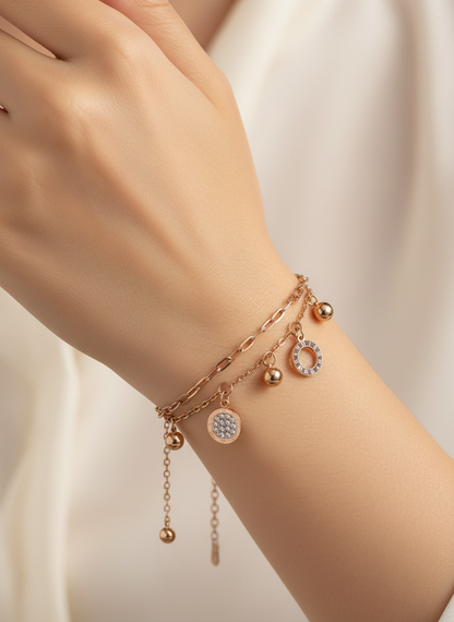 Rose Gold Double-Layer Roman Numeral Bracelet