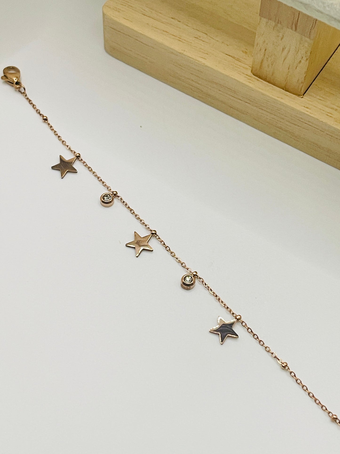 Rose Gold Celestial Star Dangle Bracelet