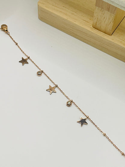 Rose Gold Celestial Star Dangle Bracelet