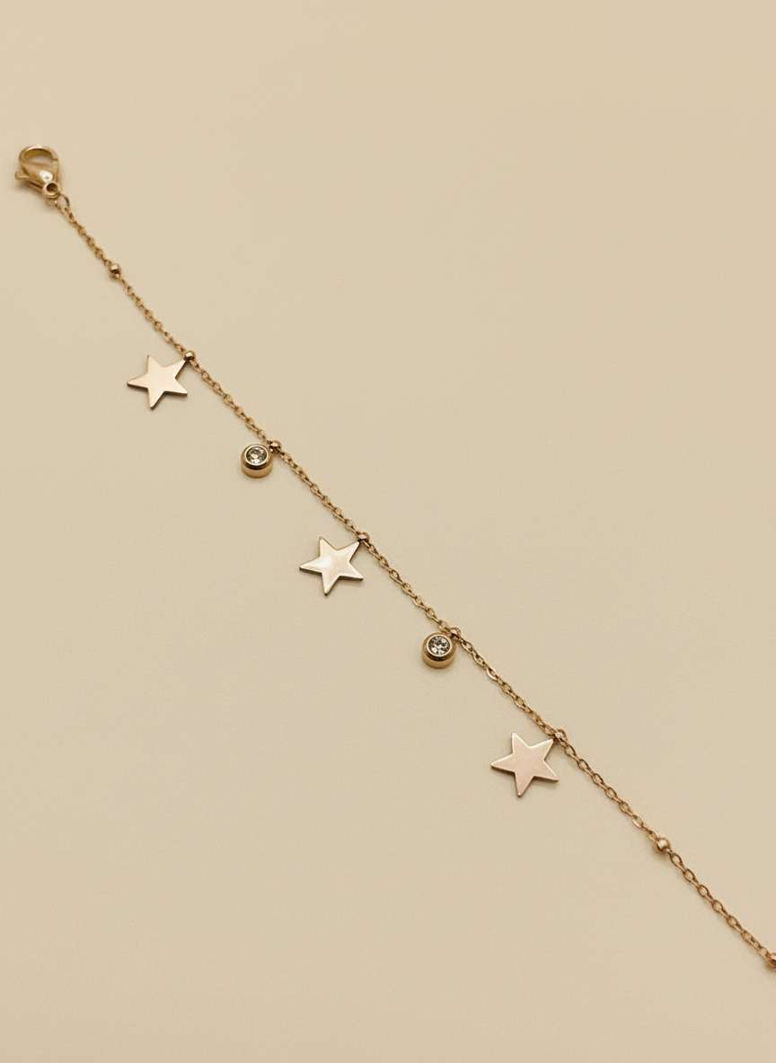Rose Gold Celestial Star Dangle Bracelet