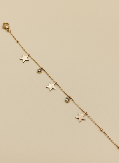 Rose Gold Celestial Star Dangle Bracelet