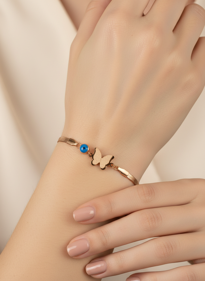 Rose Gold Snake Chain Butterfly Bracelet