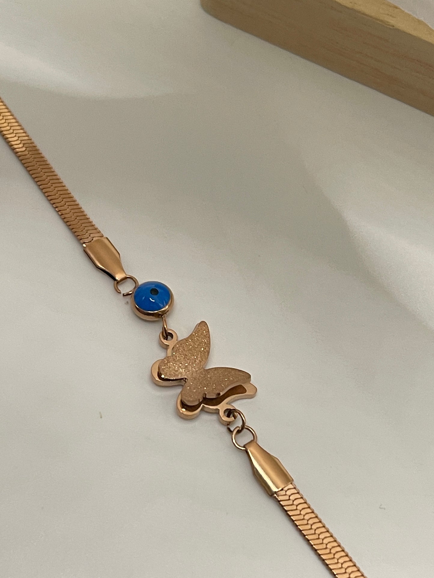 Rose Gold Snake Chain Butterfly Bracelet