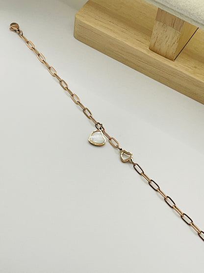 Rose Gold MOP Heart Link Bracelet
