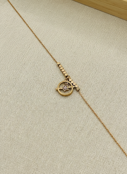 Rose Gold Star Orbit Charm Bracelet