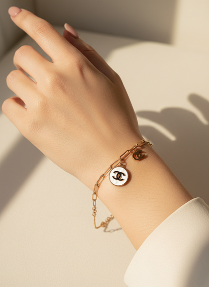 Rose Gold CC Logo MOP Bracelet