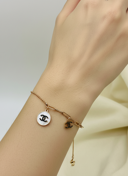 Rose Gold CC Logo MOP Bracelet