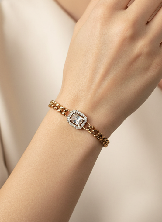 Rose Gold Square Curb Bracelet