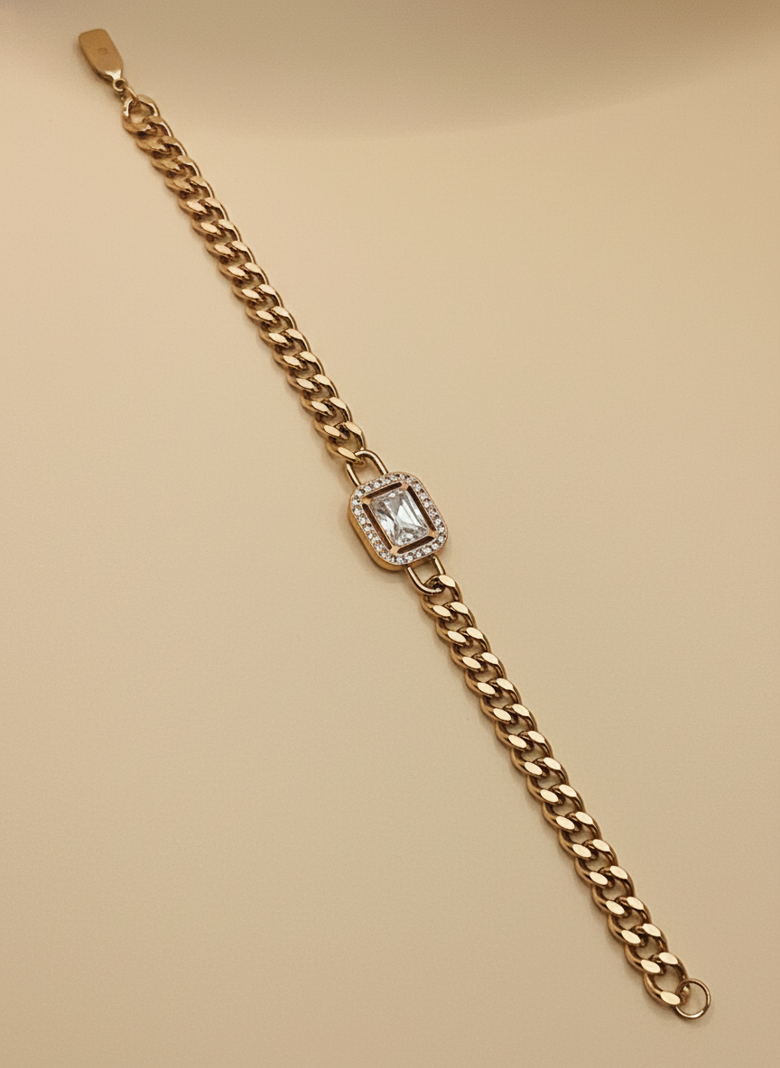 Rose Gold Square Curb Bracelet