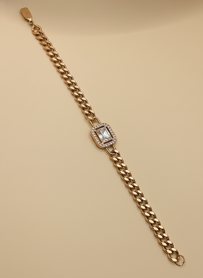 Rose Gold Square Curb Bracelet